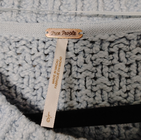 FREE PEOPLE Bonfire Cardigan Cardi Sweater in Boardwalk Blue - Picture 6 of 9